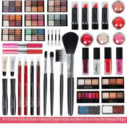 102 Pi¨¨ces Set Palette Maquillage, Vanity Case Cosm¨¦tique Beaut¨¦ Maquillage, Cosmetics pour femmes, filles(rouge) 2#102PCS