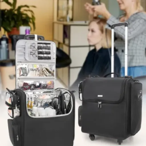 Test Relavel Trousse de maquillage à roulettes : le sac à outils qui simplifie les déplacements des coiffeurs et maquilleurs