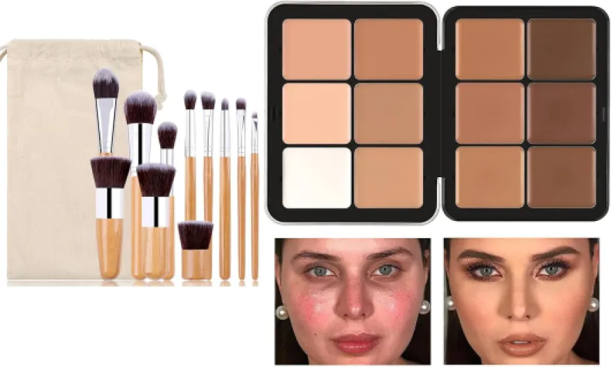 FantasyDay 12 Couleurs Professional Makeup Anti-Cernes Contouring Kit Crème Correcteur de Teint avec 11 Pinceaux Maquillage - Full Coverage Concealer Palette pour Les Cernes, Masque les Imperfections #11