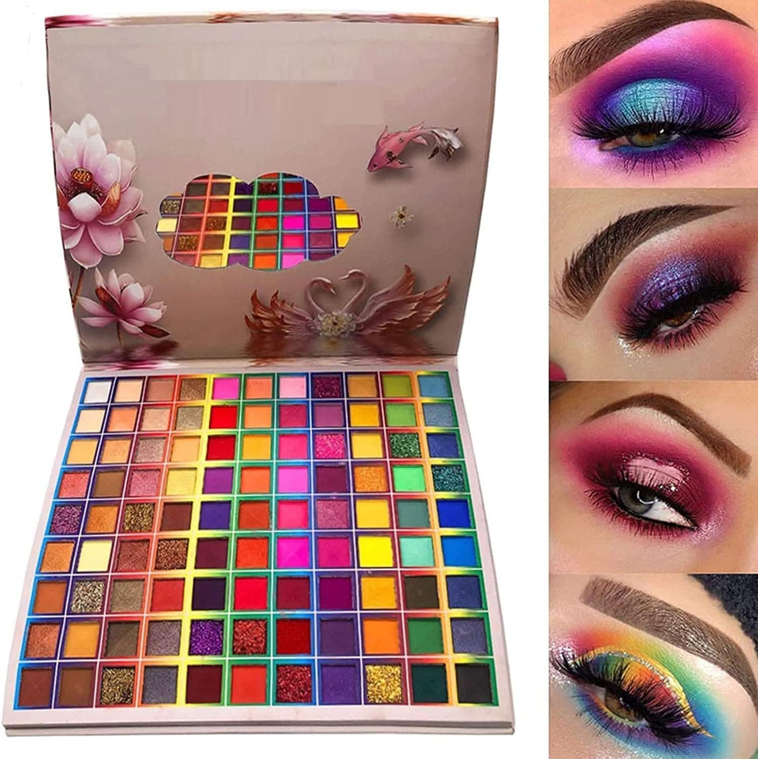 Palette de fard à paupières 99 couleurs, palette de maquillage de fusion de couleurs arc-en-ciel scintillantes mates, fard à paupières professionnel hautement pigmenté #A Ensemble