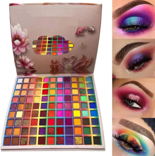 Palette de fard à paupières 99 couleurs, palette de maquillage de fusion de couleurs arc-en-ciel scintillantes mates, fard à paupières professionnel hautement pigmenté #A Ensemble