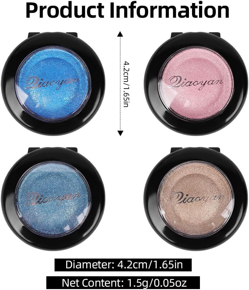 LOPHE Fard à Paupières à Paillettes - Haute Pigmentation & Micro-Paillettes - Texture Ultra-Doux Longue Tenue 24H - Idéal Débutants/Voyage - Vegan - 1.5g - Bleu Foncé 8 - Bleu foncé