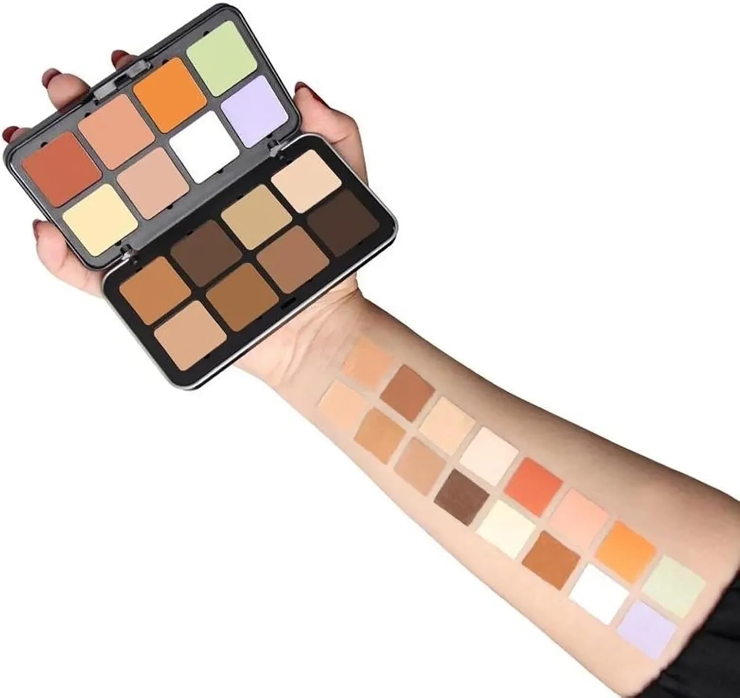 Joyeee Professional Makeup Highlight & Contour Pro Palette, 16 Teintes Kit pour Anti-cernes et Contour avec Pinceaux de maquillage, Texture Crémeuse pour Contouring Palette de correction de 16 couleurs + kit de pinceaux de maquillage