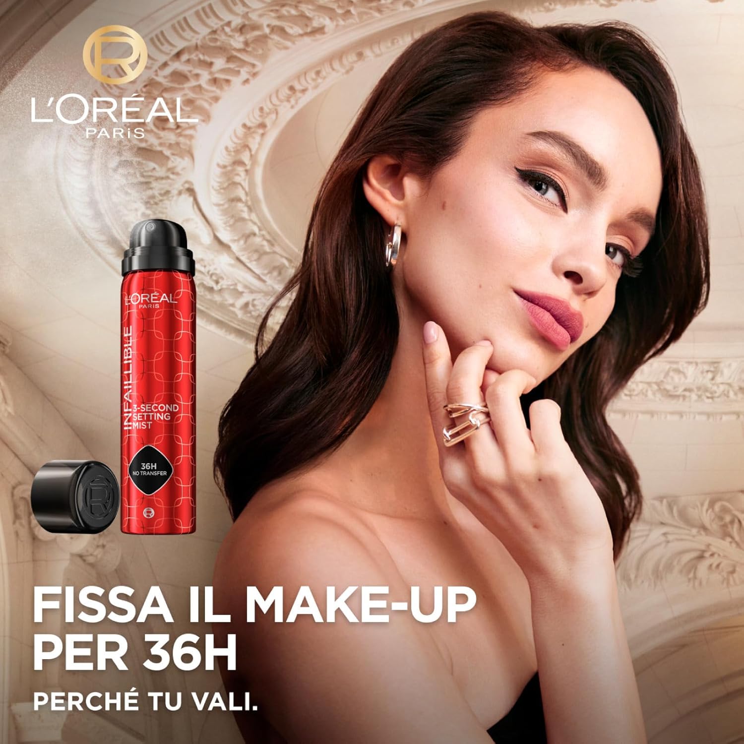 L'Oréal Paris Spray Fixateur Infaillible pour Maquillage Visage 3-Second Setting Mist 36H No-Transfer Waterproof Formule Légère à Séchage Rapide Résistante à la Sueur et à l'Eau - 2 Flacons de 75ml