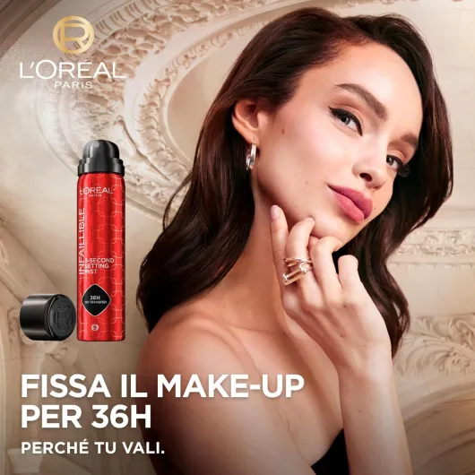 L'Oréal Paris Spray Fixateur Infaillible pour Maquillage Visage 3-Second Setting Mist 36H No-Transfer Waterproof Formule Légère à Séchage Rapide Résistante à la Sueur et à l'Eau - 2 Flacons de 75ml