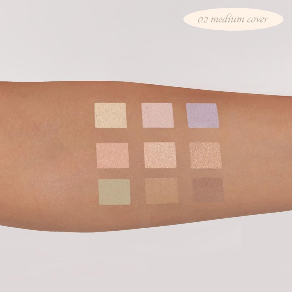 Pro Concealer 02 Couverture Moyenne, Palette anti cerne et correcteur de teint à couvrance modulable, fini naturel longue tenue, correcteur multi-usage inspiré du maquillage coréen K Beauty