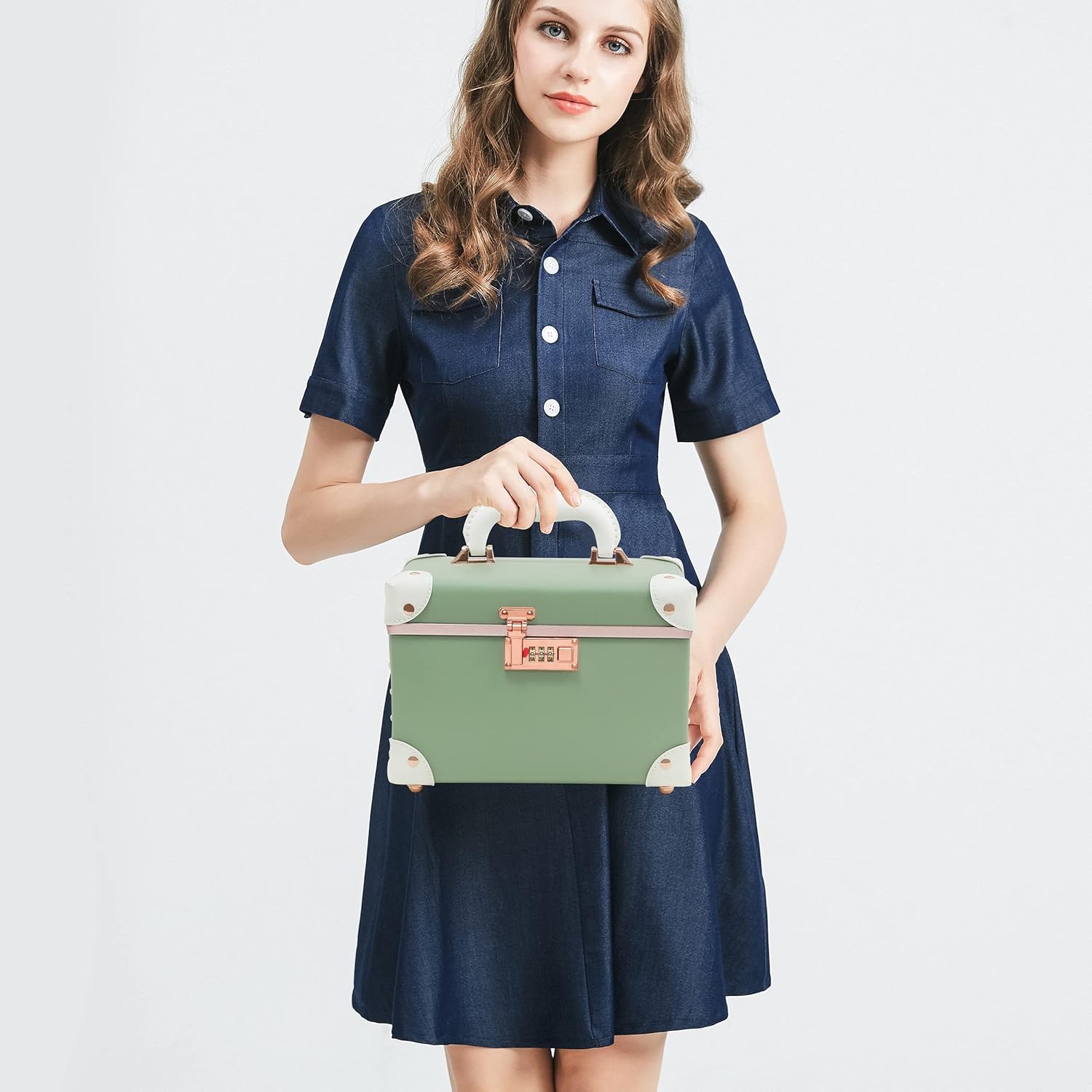 Vanity Case Rigide Femme Beauty Case Mallette Rangement Maquillage Makeup Case de Voyage Boite (M, Vert Avocat) M Vert Avocat