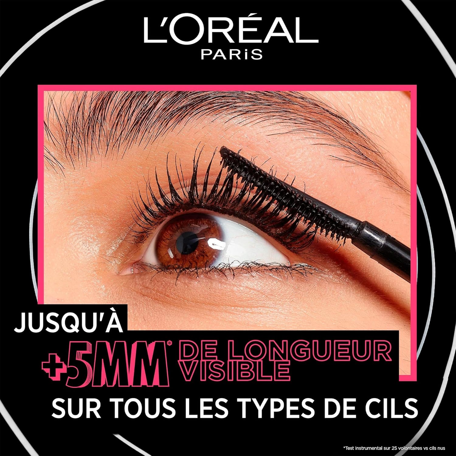 L'Oréal Paris - Mascara Volume et Longueur +5mm - Sans Paquet - Infusé aux Céramides - Telescopic Lift - Noir Noir Unité