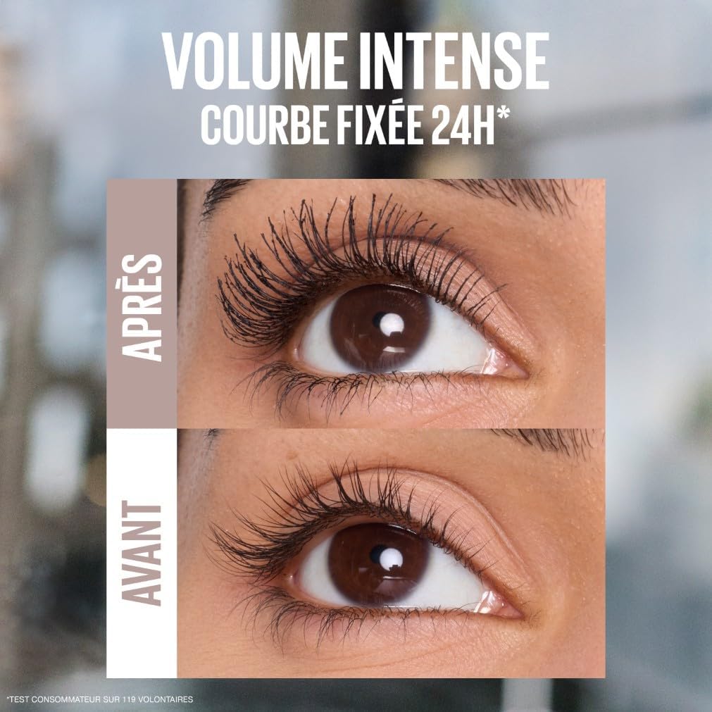 New York - Mascara Volume Sensationnel - Body - Brosse incurvée à double hélice - Sans transfert, ne bave pas - Teinte : Very Black - 9,75 ml