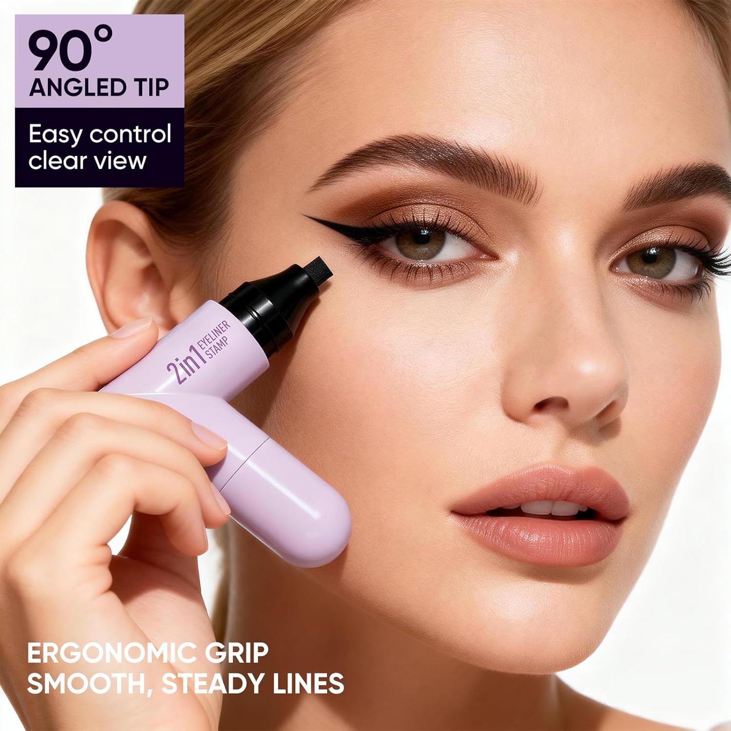 2CHILL Lot de 2 tampons eyeliner rotatifs, imperméables et résistants à la transpiration, séchage rapide, longue durée, finition mate, maquillage des yeux facile pour débutants, cosmétiques (noir +