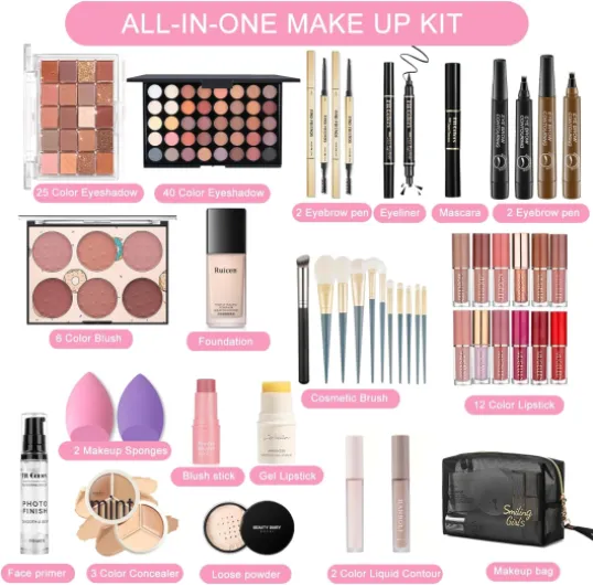 Kit de maquillage pour adolescentes & femmes, kit de maquillage de voyage, ensemble de maquillage portable pour débutants et professionnels, ensemble cosmétique comprenant fond de teint-01 Style A (Matte Eyeshadow)