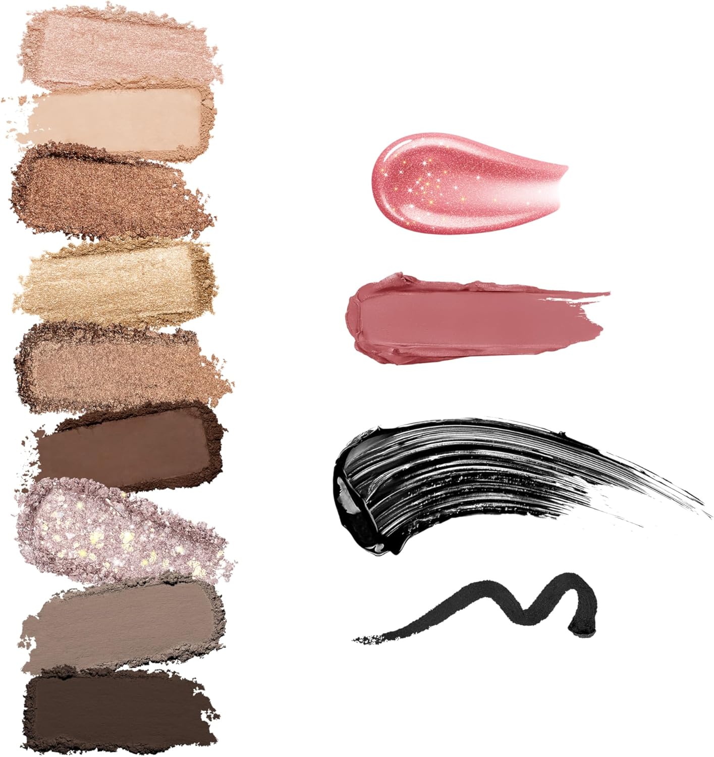 Snow-Kissed Holiday Timeless Look Makeup Gift Set, Coffret Cadeau Maquillage: Mascara Effet Volumateur, Eye-Liner, Palette D'Ombres À Paupières, Brillant À Lèvres Et Rouge À Lèvres