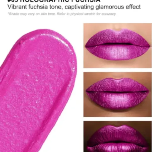 Test Anglicolor Rouge à Lèvres 05 Holographic Fuchsia : un rose métallique qui envoie du reflet