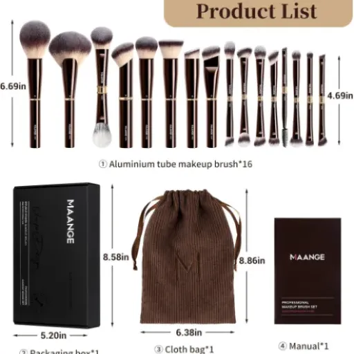 Test MAANGE Pinceaux Maquillages Professionnels 16 Pièces : un gros kit pas cher qui fait le job