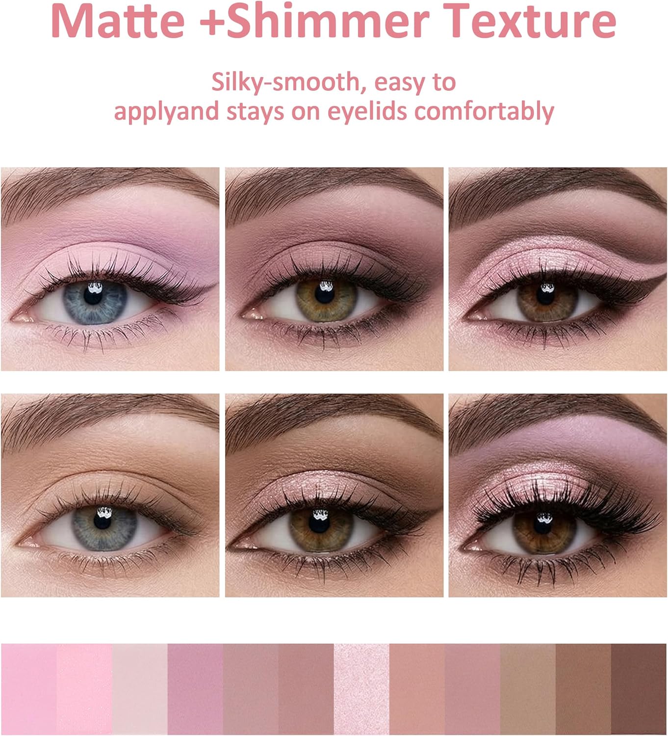 Palette de Fards à Paupières 12 Teintes Roses, Palette Ombre à Paupières aux Tons de Pêche avec, Palettes de Maquillage à Haute Pigmentation et Longue Tenue, Estompable, #07
