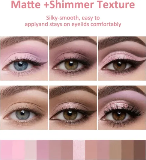 Palette de Fards à Paupières 12 Teintes Roses, Palette Ombre à Paupières aux Tons de Pêche avec, Palettes de Maquillage à Haute Pigmentation et Longue Tenue, Estompable, #07