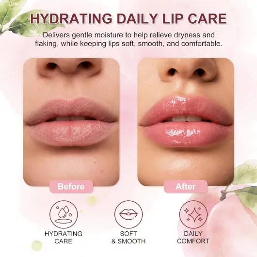 Huile à lèvres hydratante avec une teinte douce et naturelle - Soin des lèvres nourrissantes pour les lèvres sèches - Légère, non collante, finition brillante naturelle - Avec huile de jojoba et