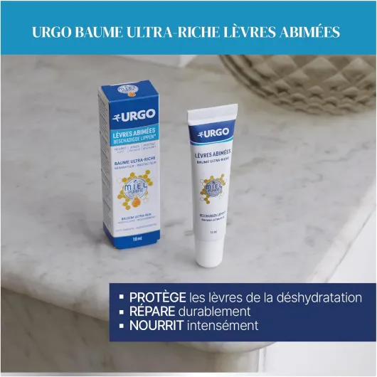 Baume Lèvres abimées ultra-riche - Protège, répare et nourrit intensément - Formule à base de beurre de karité et de miel purifié - Tube de 10 ml