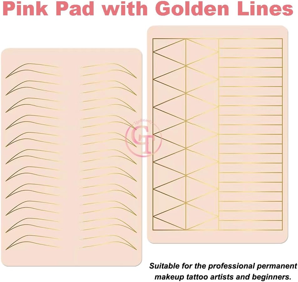 3pièces Peau d'entraînement double face premium pour maquillage permanent, microblading, en silicone, pour sourcils et lèvres (Modèle B)