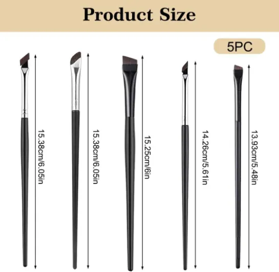 Pinceaux à Maquillage, Lot de 5 Pinceaux Maquillages Professionnel, Pinceau Eye-liner Biseauté, Pinceau de Maquillage pour Les Yeux, pour Fards à Paupières, Sourcils et Contour des Lèvres 5 bâtonnets