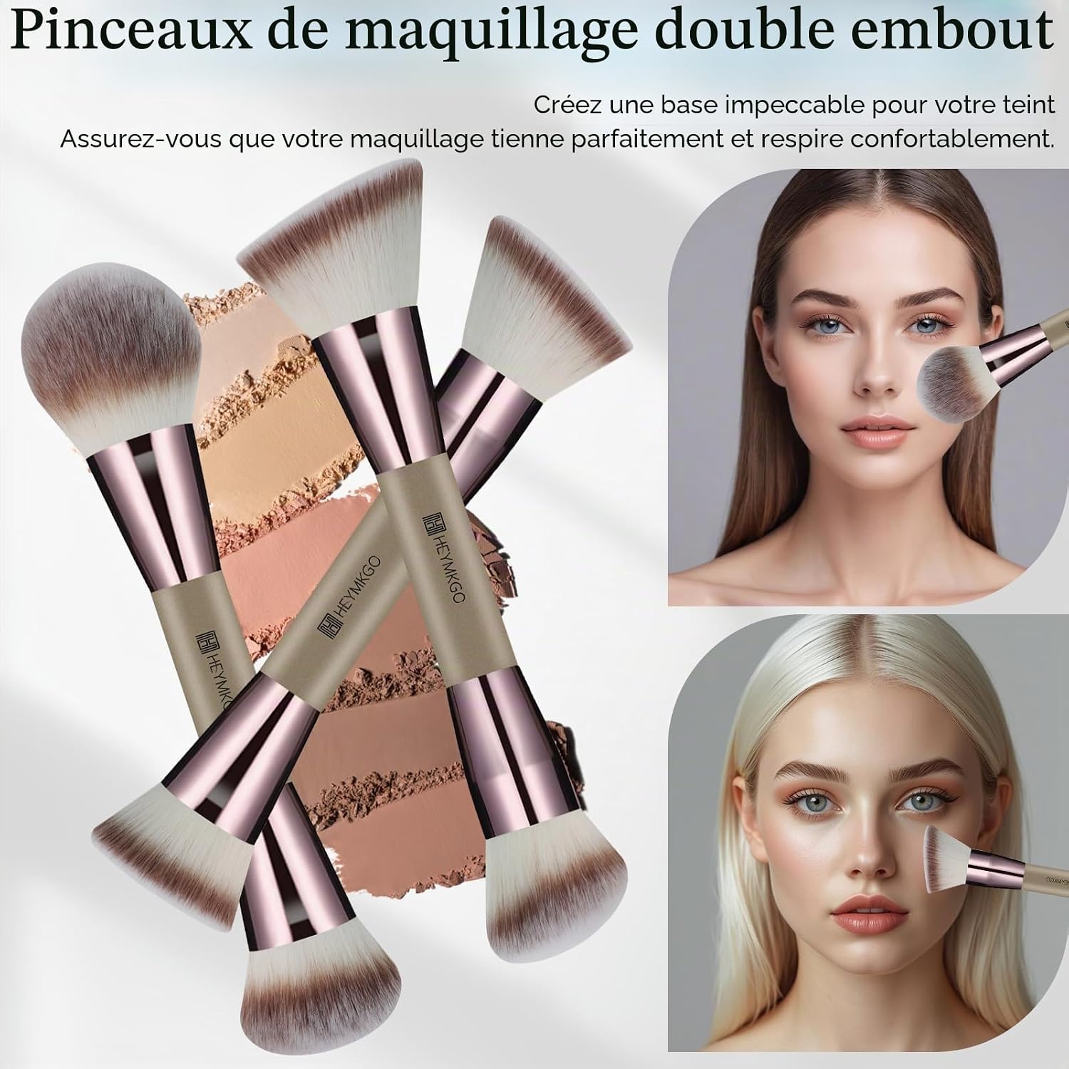 Kit de 40 Pinceaux de Maquillage Professionnels Multi-fonctions - Set Complet avec Pinceaux Double Face, Fond de Teint, Poudre, Blush, Correcteur, Fards à Paupières - Accessoires