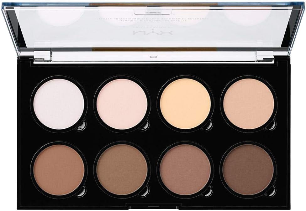 Highlight & Contour Pro, Kit pour Contouring, 8 Poudres Faciles à Estomper, Fini Mat et Irisé tons pour contourner, mettre en évidence et éventuellement blush Unique
