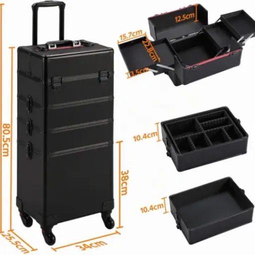 Test Yaheetech Valise Maquillage 4 en 1 : gros rangement sur roulettes pour matos beauté (et pas que)