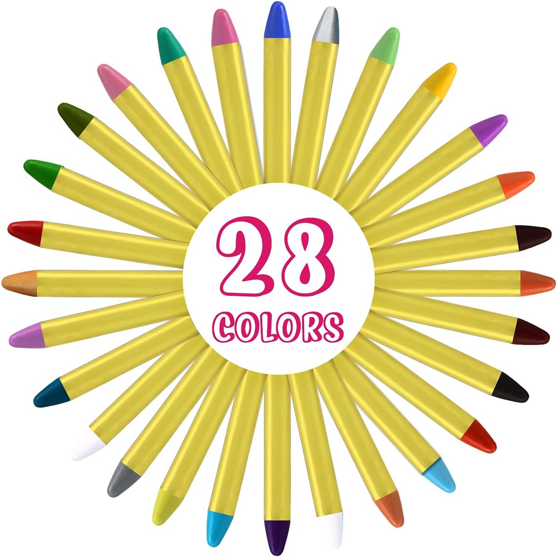 ACWOO Visage Peinture, 28 Couleurs Crayons Maquillage Artistique, Sûr, Non-Toxique, Lavable, Peinture Corporelle Convient à tous, Cosplay, Carnaval, Anniversaire, Halloween, Pâques, Noël