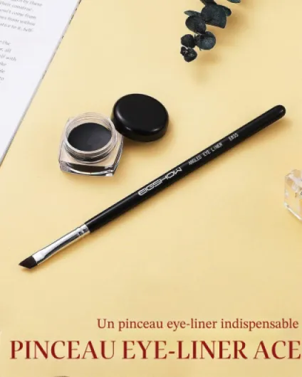 Pinceau Eyeliner à angle fin Pinceau de maquillage PRO Precision Gel Eye Liner - Angle plat incliné ultra fin - Qualité supérieure - Poils synthétiques sans cruauté envers les animaux (E835) Noir