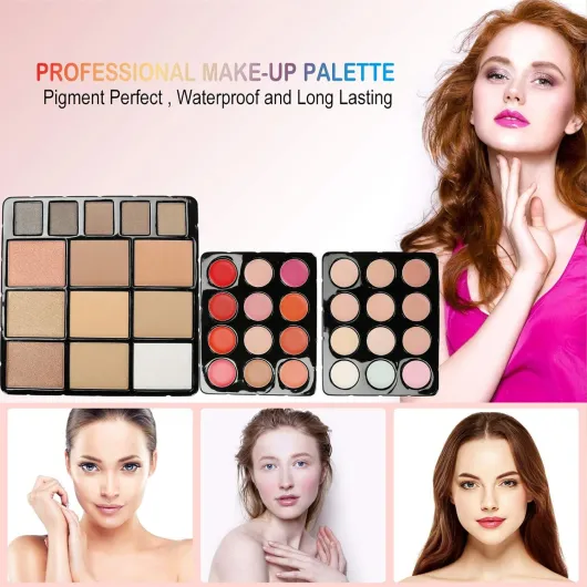 Pure Vie® 132 Couleurs Fard à Paupières Correcteur et Fard à Joues Rouge à Lèvre Palette de Maquillage Cosmétique Set - Convient Parfaitement pour une Utilisation Professionnelle ou à la Maisons